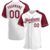 Custom White Crimson-Gray Authentic Raglan Sleeves Baseball Jersey