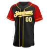 Custom Black White Red-Yellow Authentic Raglan Sleeves Baseball Jersey