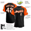 Custom Black White-Orange Authentic Raglan Sleeves Baseball Jersey