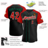 Custom Black Red-Kelly Green Authentic Raglan Sleeves Baseball Jersey