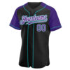 Custom Black Purple-Teal Authentic Raglan Sleeves Baseball Jersey