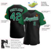 Custom Black Kelly Green-White Authentic Raglan Sleeves Baseball Jersey