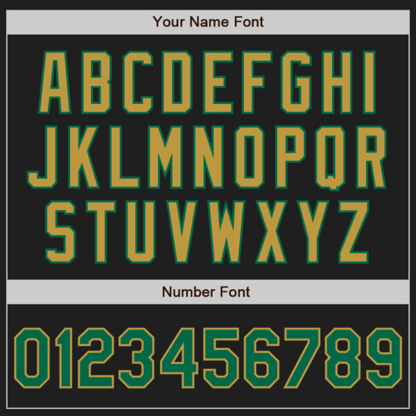 Custom Black Kelly Green-Old Gold Authentic Raglan Sleeves Baseball Jersey