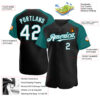 Custom Black White-Teal Authentic Raglan Sleeves Baseball Jersey