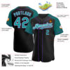 Custom Black Teal-Purple Authentic Raglan Sleeves Baseball Jersey