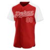 Custom Red White Authentic Raglan Sleeves Baseball Jersey