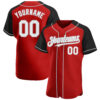 Custom Red White Black-Gray Authentic Raglan Sleeves Baseball Jersey