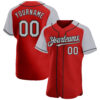 Custom Red Gray-Black Authentic Raglan Sleeves Baseball Jersey