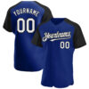 Custom Royal White-Black Authentic Raglan Sleeves Baseball Jersey
