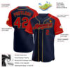 Custom Navy Red-Old Gold Authentic Raglan Sleeves Baseball Jersey