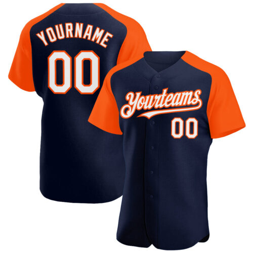 RaglanSleeves0308_a97c7416-43bc-49de-b869-2b3c6f701d77 Custom Navy White-Orange Authentic Raglan Sleeves Baseball Jersey