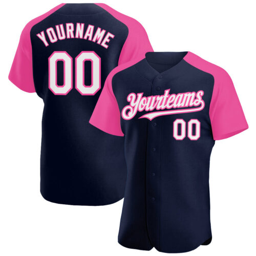 RaglanSleeves0311_f3345e27-dbad-405b-86d0-53a7f5ed172c Custom Navy White-Pink Authentic Raglan Sleeves Baseball Jersey
