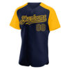 Custom Navy Gold Authentic Raglan Sleeves Baseball Jersey