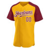 Custom Gold Crimson-White Authentic Raglan Sleeves Baseball Jersey