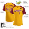 Custom Gold Crimson-White Authentic Raglan Sleeves Baseball Jersey