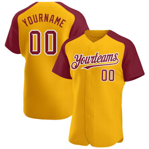 RaglanSleeves0338_c62d8fd8-955b-4837-a17e-641f9fdd5544 Custom Gold Crimson-White Authentic Raglan Sleeves Baseball Jersey