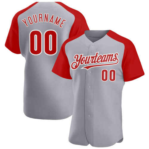 RaglanSleeves0340_1289d6ca-02ec-4ef8-96f8-6a96e846ef19 Custom Gray Red-White Authentic Raglan Sleeves Baseball Jersey