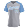 Custom Gray Light Blue-White Authentic Raglan Sleeves Baseball Jersey