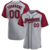 Custom Gray Crimson-Black Authentic Raglan Sleeves Baseball Jersey