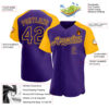 Custom Purple Gold Authentic Raglan Sleeves Baseball Jersey