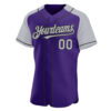 Custom Purple Gray-Black Authentic Raglan Sleeves Baseball Jersey