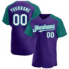 Custom Purple White-Teal Authentic Raglan Sleeves Baseball Jersey