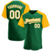 Custom Kelly Green White-Gold Authentic Raglan Sleeves Baseball Jersey