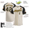 Custom Cream Black-Old Gold Authentic Raglan Sleeves Baseball Jersey