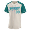 Custom Cream Teal-Gray Authentic Raglan Sleeves Baseball Jersey