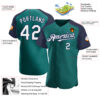 Custom Teal White-Navy Authentic Raglan Sleeves Baseball Jersey
