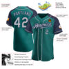 Custom Teal Gray-Navy Authentic Raglan Sleeves Baseball Jersey