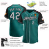 Custom Teal Gray-Black Authentic Raglan Sleeves Baseball Jersey
