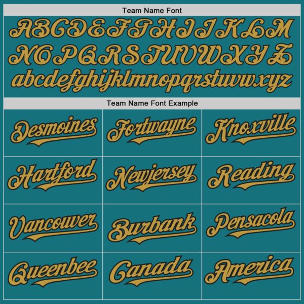 Custom Teal Black-Old Gold Authentic Raglan Sleeves Baseball Jersey