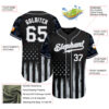 Custom Black White-Gray Camo Raglan Sleeves American Flag Patriotic Authentic Baseball Jersey