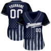 Custom Navy White-Gray Camo Raglan Sleeves American Flag Patriotic Authentic Baseball Jersey