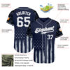 Custom Navy White-Gray Camo Raglan Sleeves American Flag Patriotic Authentic Baseball Jersey