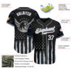 Custom Black White-Gray Camo Raglan Sleeves American Flag Eagle Patriotic Authentic Baseball Jersey