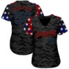 Custom Camo Black Royal-Red American Flag Star Raglan Sleeves Patriotic Authentic Baseball Jersey