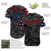 Custom Camo Black Royal-Red American Flag Star Raglan Sleeves Patriotic Authentic Baseball Jersey