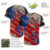 Custom Camo Black Red-Gray American Flag Statue Of Liberty Patriotic Splatter Raglan Sleeves Authentic Baseball Jersey