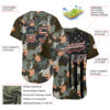 Custom Camo Vintage USA Flag Olive Gray-Black Patriotic Raglan Sleeves Authentic Baseball Jersey
