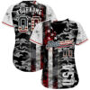 Custom Camo Vintage USA Flag Black Red-White Patriotic Grunge Raglan Sleeves Authentic Baseball Jersey