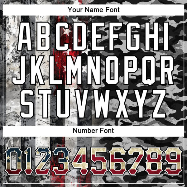 Custom Camo Vintage USA Flag Black Red-White Patriotic Grunge Raglan Sleeves Authentic Baseball Jersey