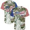 Custom Camo USA Flag Red Blue Black-White Statue Of Liberty Patriotic Stars & Stripes Raglan Sleeves Authentic Baseball Jersey