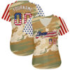 Custom Camo USA Flag Cream-Brown Patriotic Desert Camouflage Stars & Stripes Raglan Sleeves Authentic Baseball Jersey
