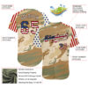 Custom Camo USA Flag Cream-Brown Patriotic Desert Camouflage Stars & Stripes Raglan Sleeves Authentic Baseball Jersey