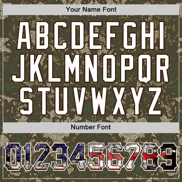 Custom Camo USA Flag Red Blue Brown-White Patriotic Mosaic Camouflage Stars & Stripes Raglan Sleeves Authentic Baseball Jersey