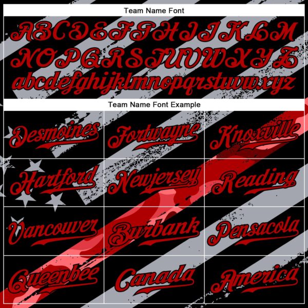 Custom Black Red American Flag Patriotic Camo Raglan Sleeves Authentic Baseball Jersey