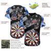 Custom Black USA Flag-White Darts Patriotic Mosaic Camo Raglan Sleeves Authentic Baseball Jersey