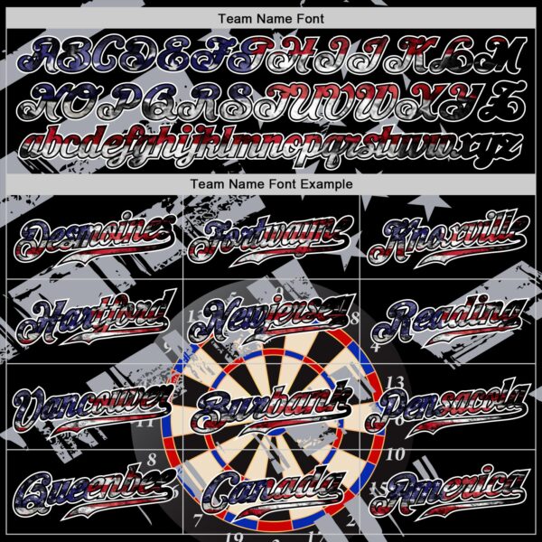 Custom Black USA Flag-White Darts Patriotic Mosaic Camo Raglan Sleeves Authentic Baseball Jersey